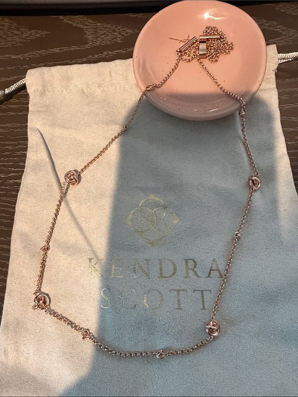 Kendra Scott Rose Gold Knot Long Necklace